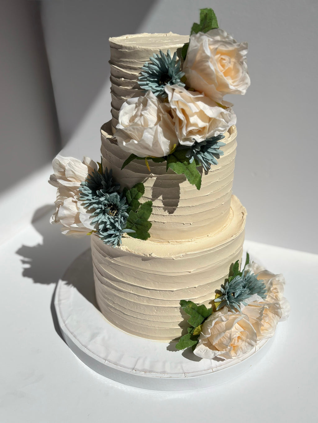 Pastel Flowers Three Tier Wedding Cake