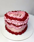 Pink & Red Vintage Heart Cake.