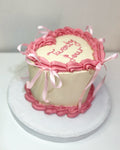 Pink Ribbon Heart Cake