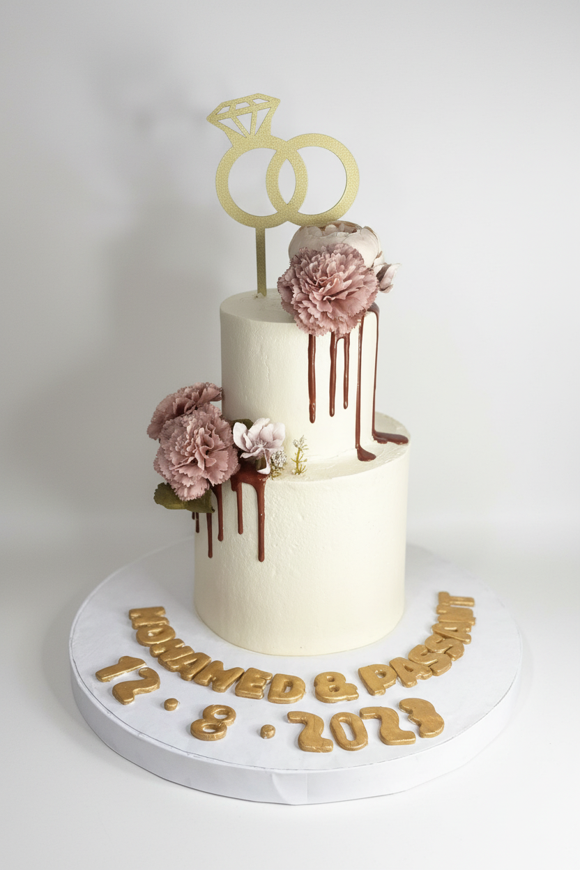 Drip Two Tier Engagement Cake