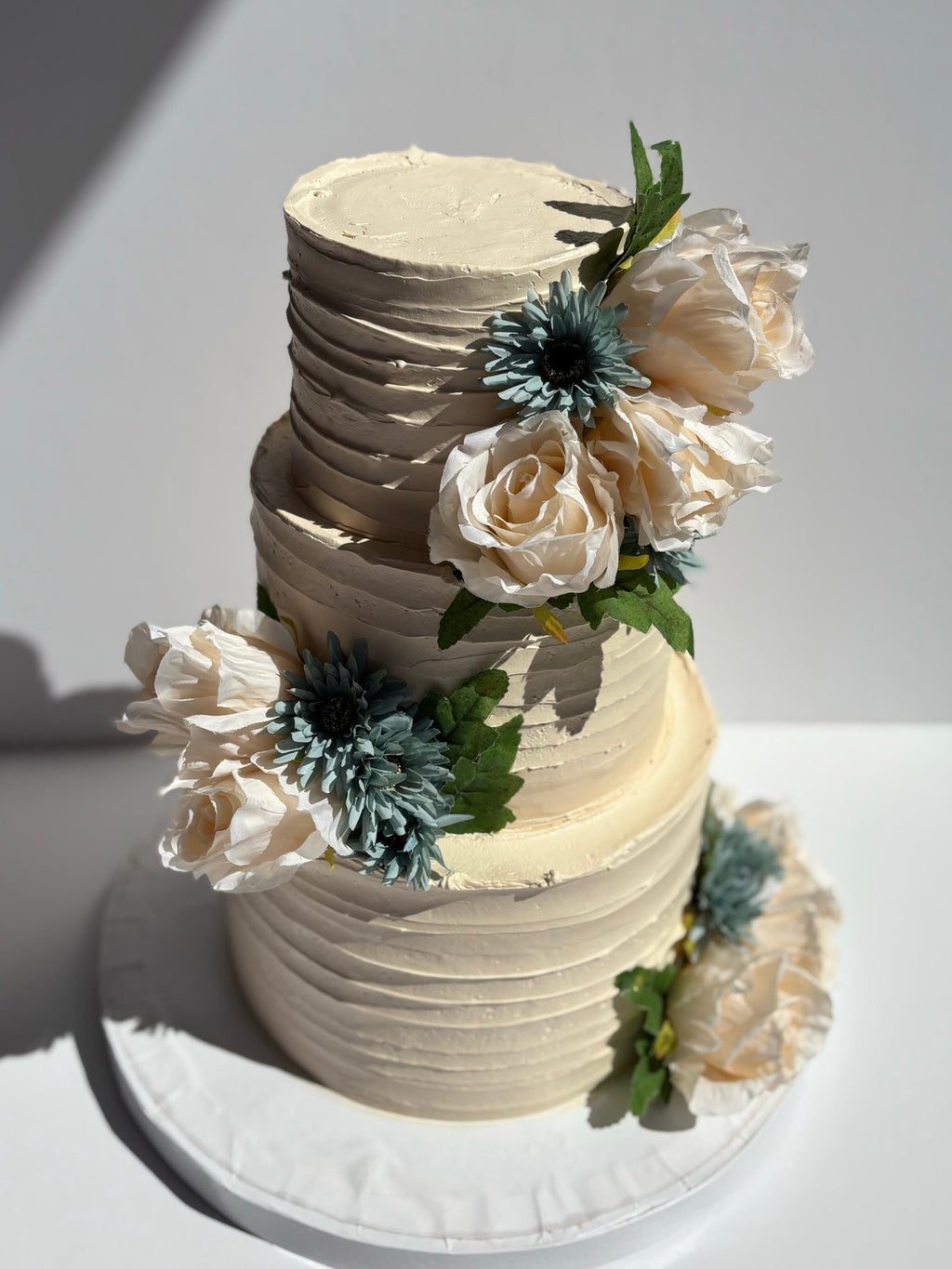 Pastel Flowers Three Tier Wedding Cake