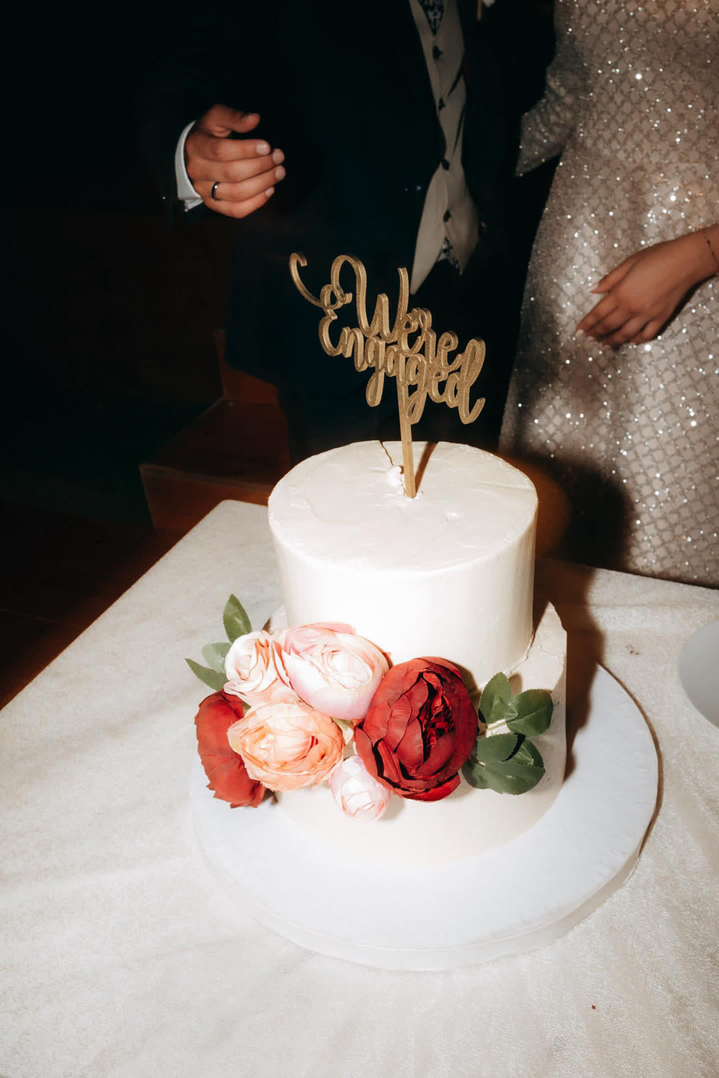 Floral Two Tier Engagement Cake