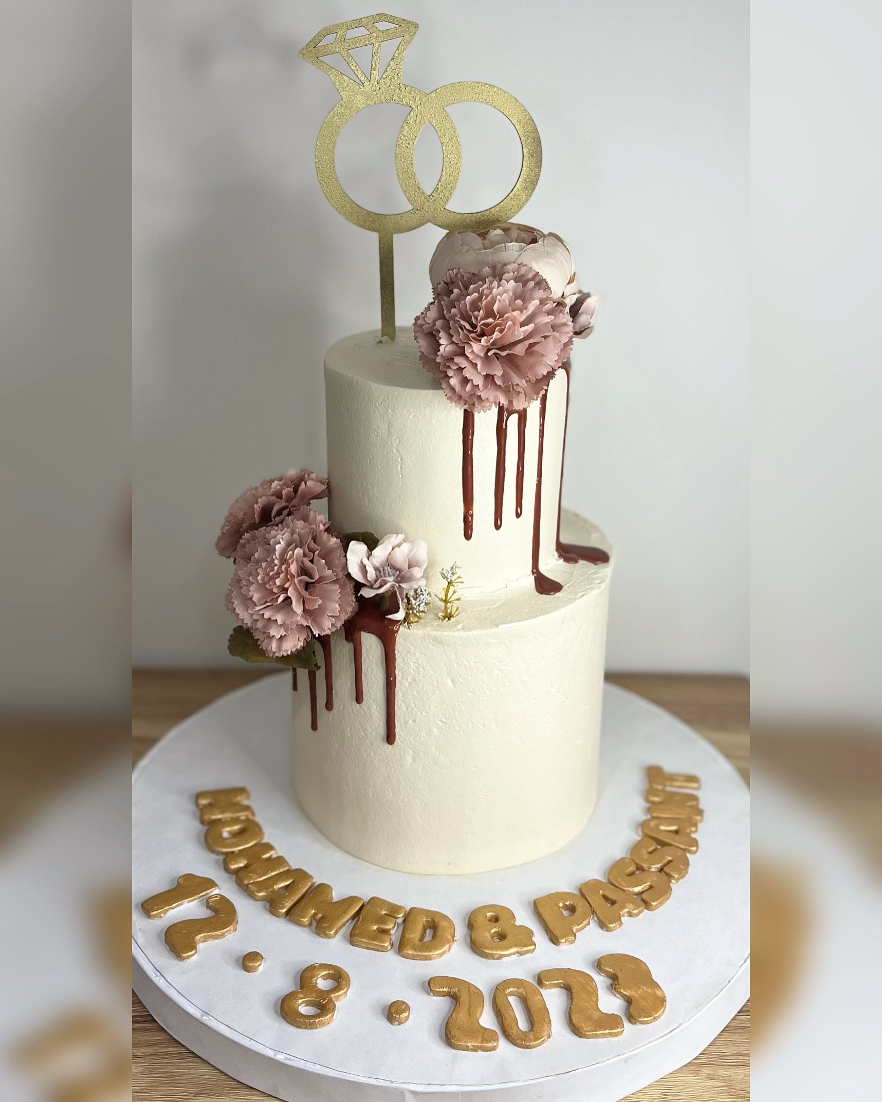 Drip Two Tier Engagement Cake