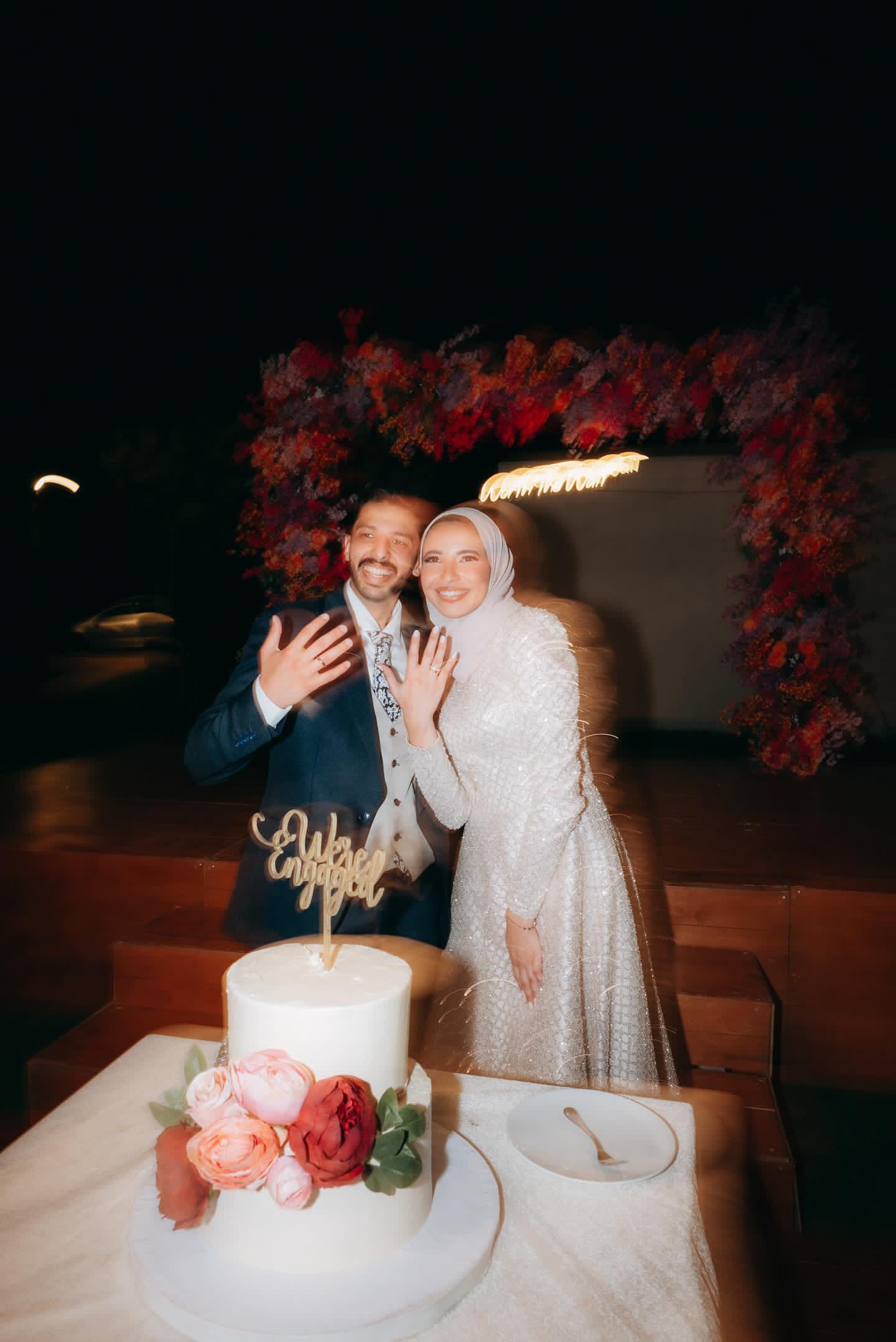 Floral Two Tier Engagement Cake