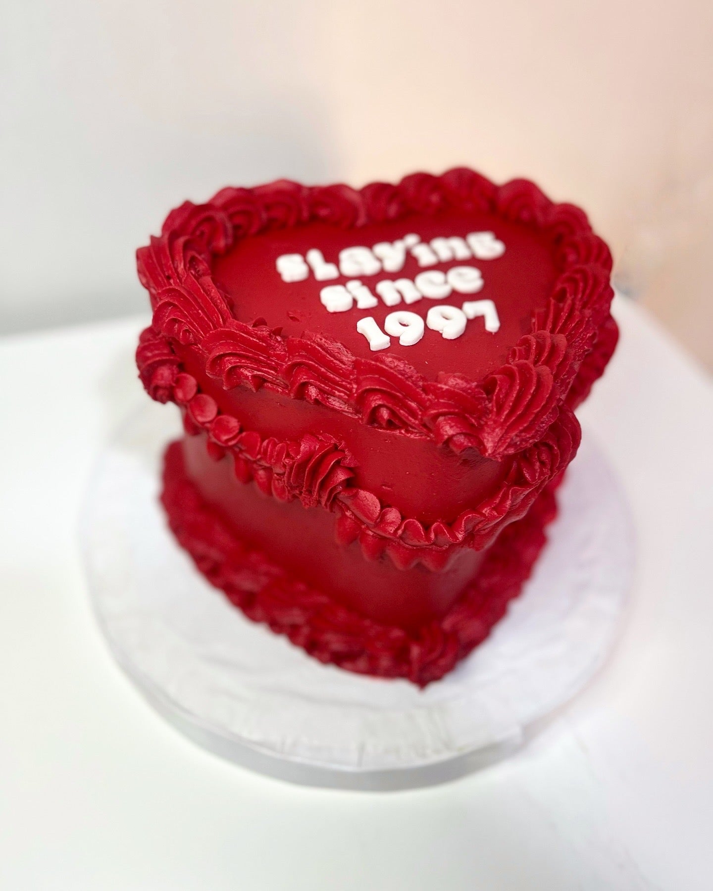 Slay Red Heart Cake
