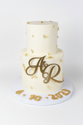 Gold Flakes Two Tier Engagement Cake