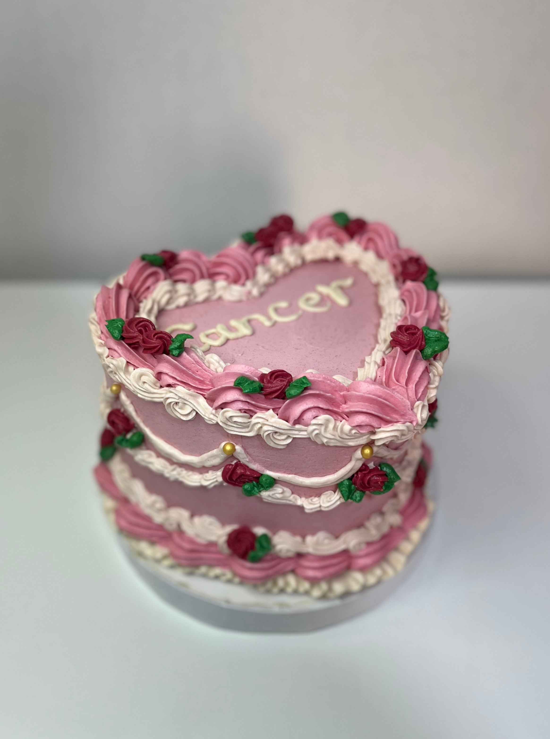 Cancer Vintage Heart Cake