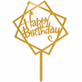 Gold Happy Birthday topper on a white background
