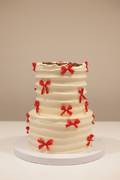 Professional Two-Tier Red Bow Cake